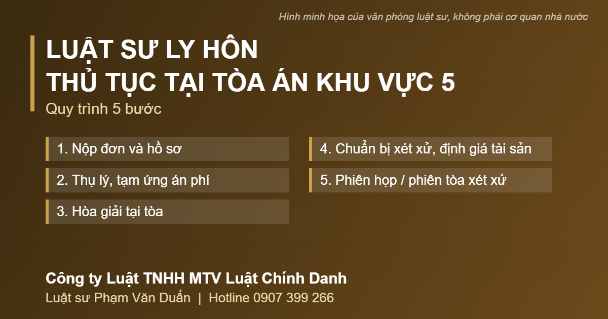 Quy trình 5 bước giải quyết ly hôn tại tòa án khu vực 5 Đồng Nai